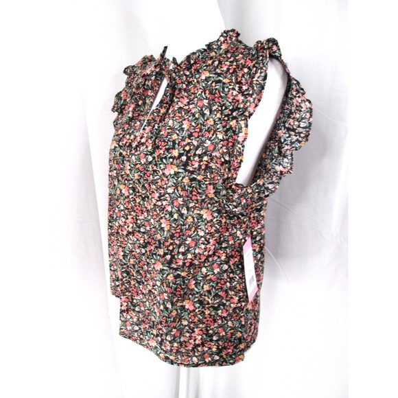 BB Dakota Tops - BB Dakota by Steve Madden Boho Ditsy Top in Black Tiny Floral Print S (B7)